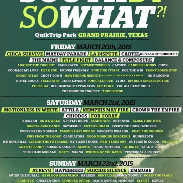 South By So What?! Festival Announces 2015 Lineup Featuring Atreyu