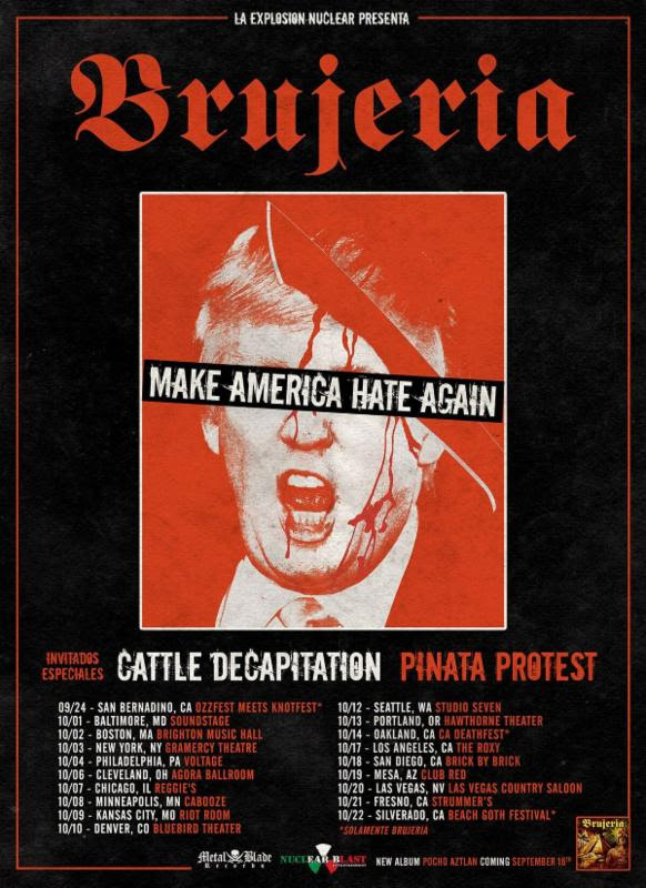 T-shirt Brujeria 'Make America Hate Again' - Tournée - Taille XL Noir Coton - Neuf Sans étiquette