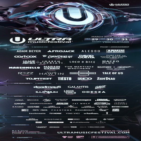 Ultra Music Festival Announces Venue Change And 2019 Lineup