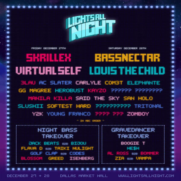 Lights All Night Announces 2019 Lineup Featuring Skrillex, Bassnectar and Louis The Child