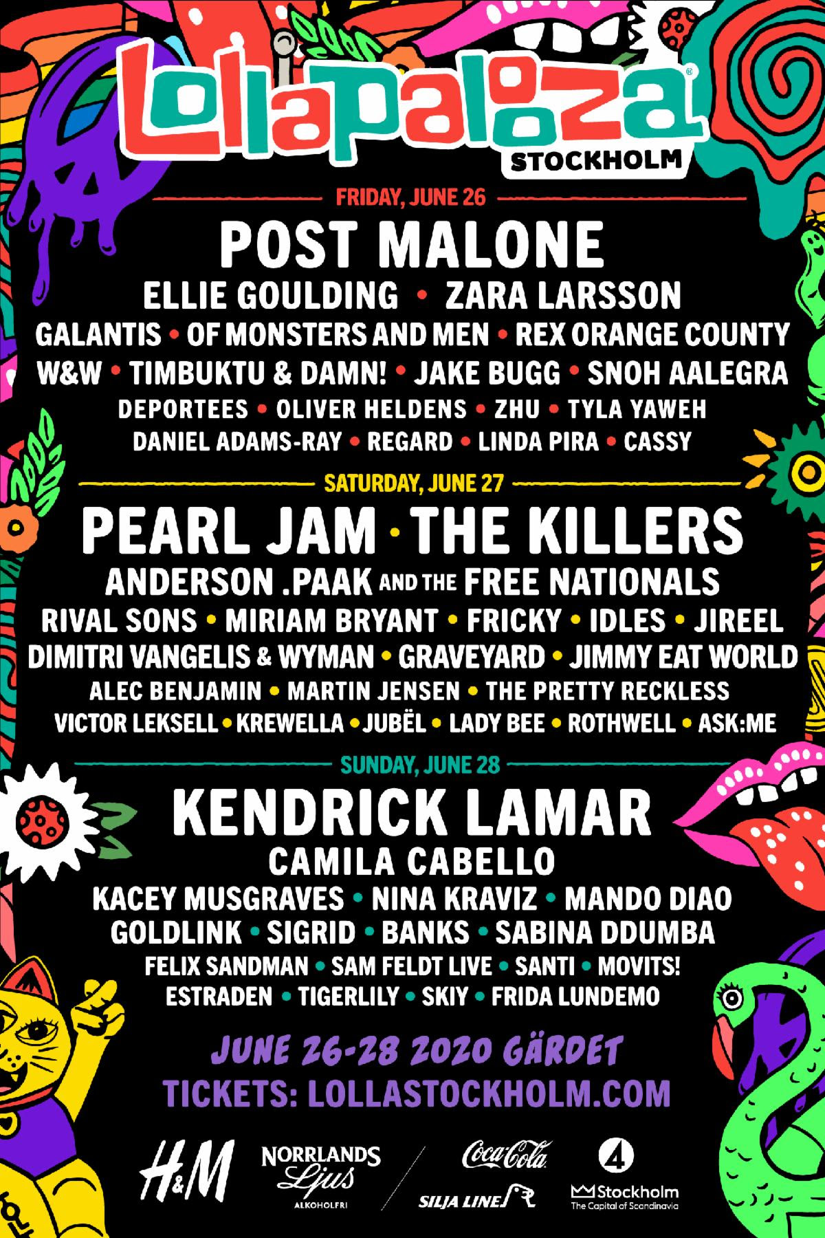 Lollapalooza Stockholm Announces 2020 Lineup Featuring Kendrick Lamar