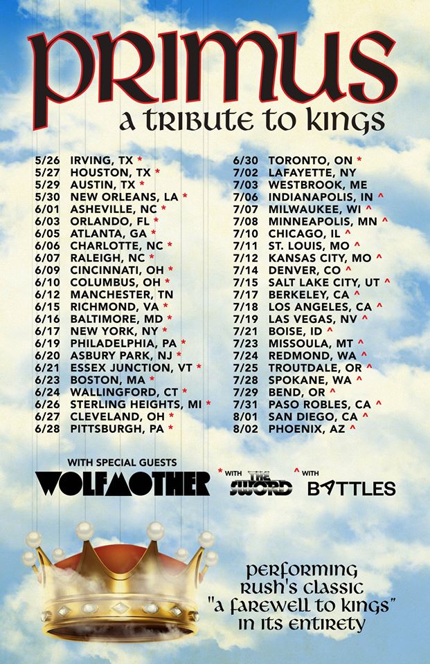 Primus Announces Summer 2020 A Tribute to Kings Tour Dates Playing A